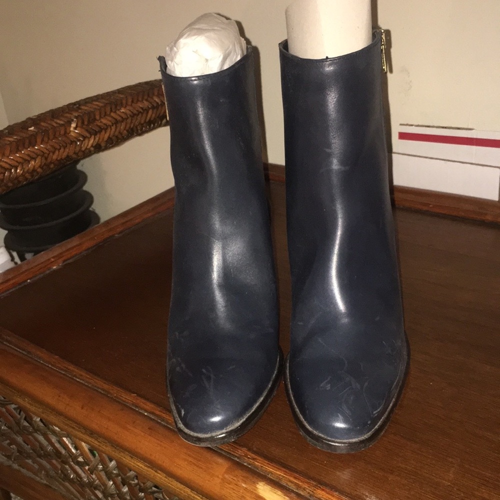 New J Crew Navy Blue Leather Booties